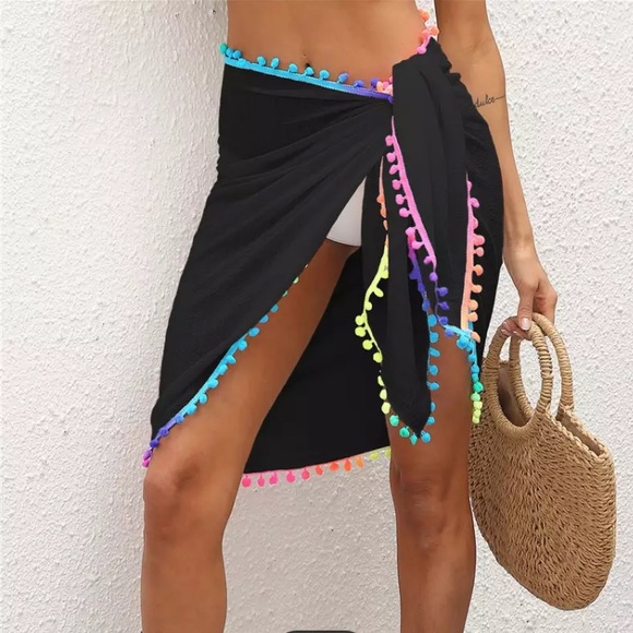 Other - New! Black Rainbow Pom Sarong